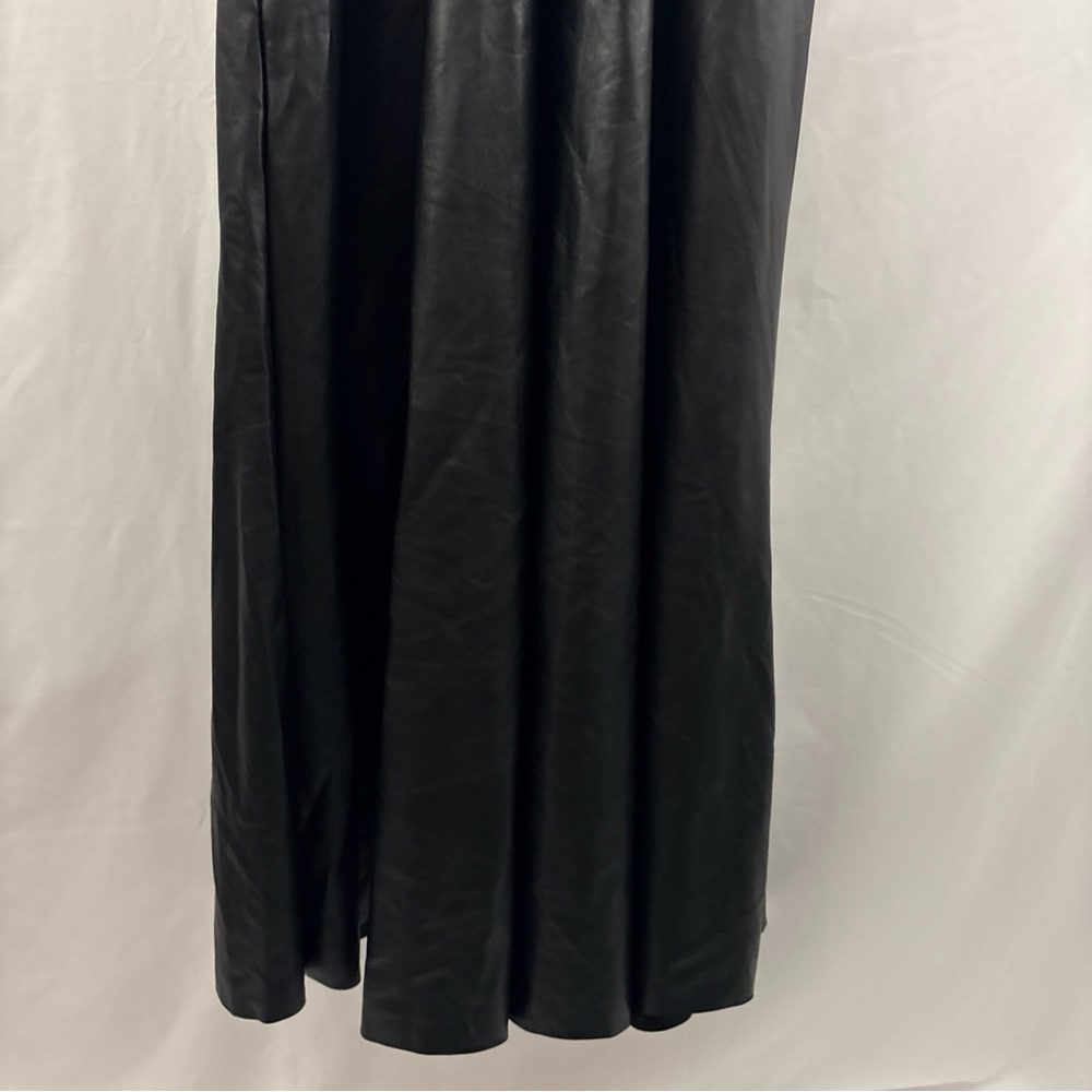Ashley Stewart Black Faux Leather Long Sleeve Maxi 14/16 Dress Sheer Mock Neck - Picture 9 of 9